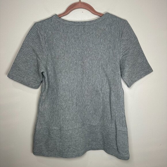 Boden Short Sleeve Ribbed Top in Heather Gray W0067 Size 8 Casual Basic - Picture 7 of 7